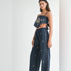 MARBLE Navy Pants with Pink and Yellow Accents